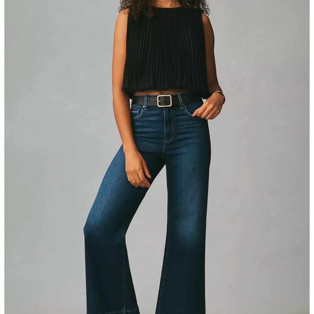 Worn once - PAIGE THE ANESSA HIGH-RISE CROP WIDE-LEG JEANS Size 33